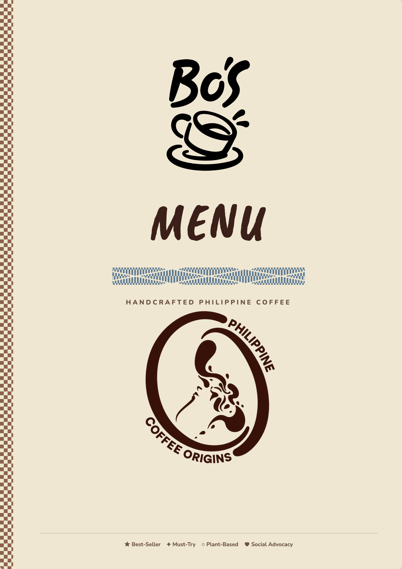 Bo's Coffee menu